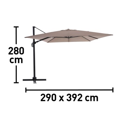 Viseči senčnik Bonbeach Ø 392 cm bež z ročico