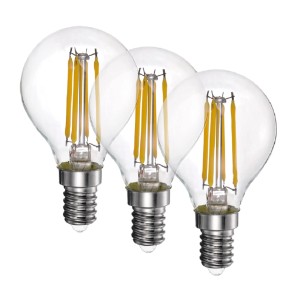 Euro-Lux LED sijalka Filament, E14, G45, 4 W, 470 lm, 3000 K, 3 kosi