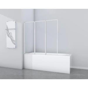 Aurlane zložljiva stena za kopalno kad White Star 130 cm x 120 cm bela 3-krilna