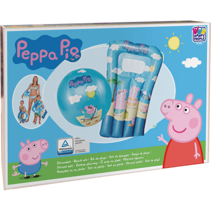 Happy People Pujsa Pepa Komplet za plažo z žogo za v vodo in otroško blazino