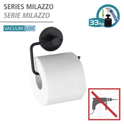 Wenko Držalo za toaletni papir Milazzo Vacuum-Loc črno