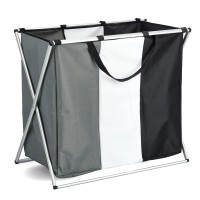 Zeller Present Zbiralnik za perilo 3-kratni 64 cm x 57 cm x 40 cm črno-siva-bela