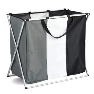 Zeller Present Zbiralnik za perilo 3-kratni 64 cm x 57 cm x 40 cm črno-siva-bela