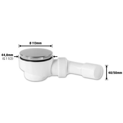 Komplet za odtok za tuš kad Ø 44,8 mm (G 1 1/2) Bela