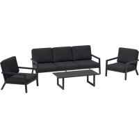 Lounge set Springtown 4-delni iz aluminija črno-temno siv