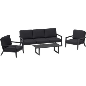Lounge set Springtown 4-delni iz aluminija črno-temno siv