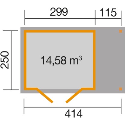 Weka Lesena hiška Pesaro C Natur Š x G: 414 x 250 cm, od tega 115 cm nadstrešek