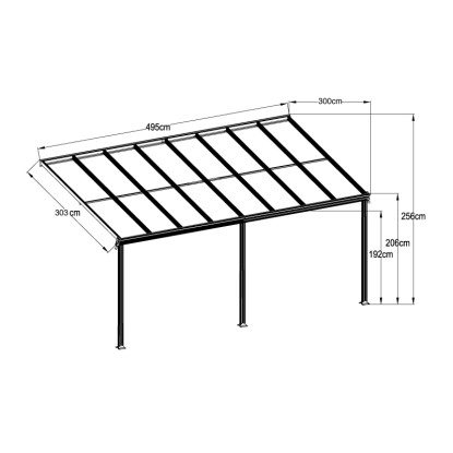 Floraworld Streha za teraso 496 cm x 303 cm
