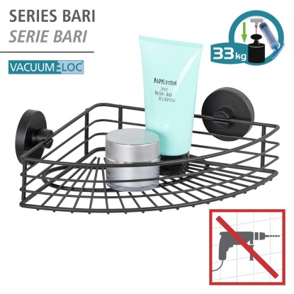 Wenko Kotna odlagalna polica Bari Vacuum-Loc črna