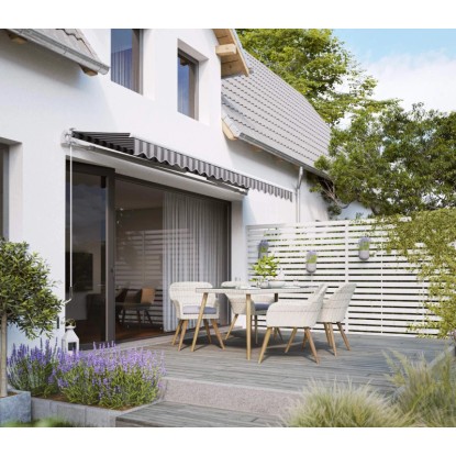 Markiza s pregibnimi rokami Aventura 300 cm × 200 cm, sivo bela črtasta