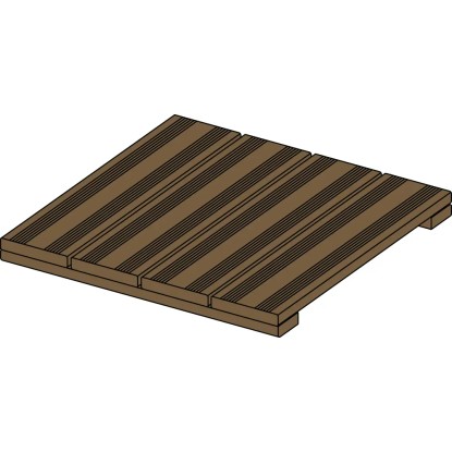 Impregnirana rjava lesena ploščica 50 cm x 4 cm x 50 cm