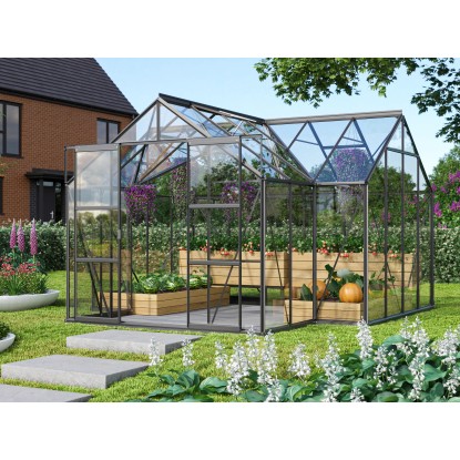 Vitavia rastlinjak Sirius ESG 3 mm Črn 13 m² s temeljem