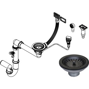 Miló Cevni sifon set z ekscentrom mat črn Ø 114 mm