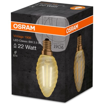 Osram LED-sijalka 1906 oblike zavitega plamena E14/2,5 W (220 lm) topla bela