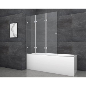 Aurlane Zložljiva stena za kopalno kad Silver Elegance 120x140 cm krom 3-krilna