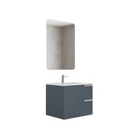 Inter Ceramic Kopalni&scaron;ko pohi&scaron;tvo z umivalnikom in ogledalom 60 cm mat siva