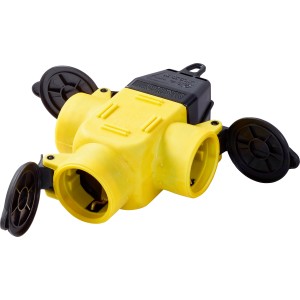 Vtičnica z zaščitnim kontaktom 3-kratna črno-rumena