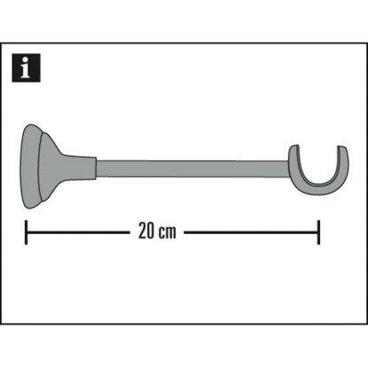Gardinia Stenski nosilec Europa odprti dolgi satenasto srebrni 20 cm