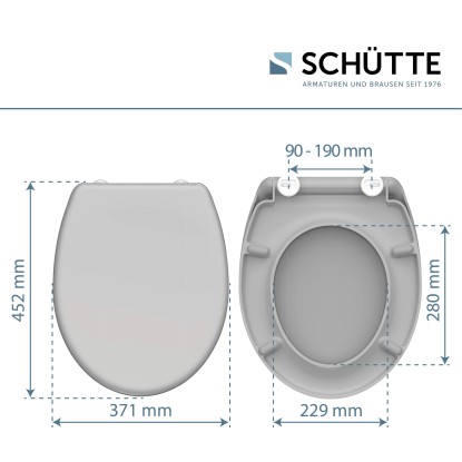 WC-deska Schütte siva duroplast z avtomatskim spuščanjem in hitrim odpenjanjem