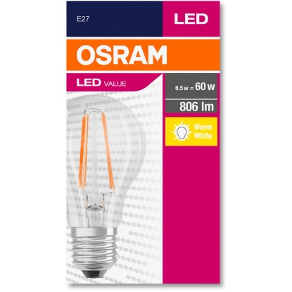 Osram LED-žarnica z nitko Value prozorna E27/7 W (806 lm) topla bela