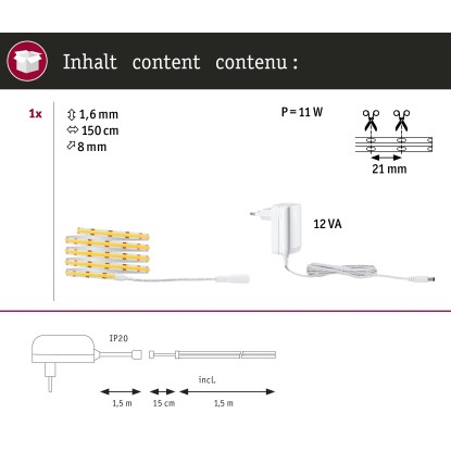 Paulmann SimpLED LED Strip COB celotni komplet 1,5 m bela 7 W