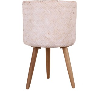 Cvetlični lonček iz bambusa z FSC lesenimi nogami Ø 30 x 25 cm/48 cm bele barve