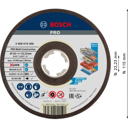 Bosch Rezalna plošča X-Lock Multi Construction 115 mm x 1 mm x 2223 mm