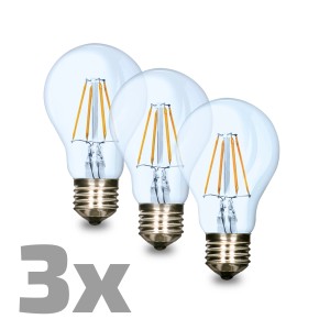 Euro-Lux LED sijalka Filament, E27, A60, 8 W, 880 lm, 3000 K, 3 kosi