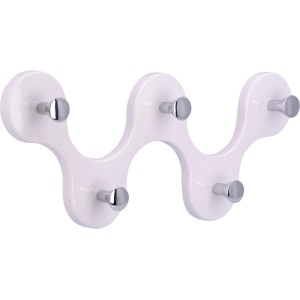 Siro Letvica s kljukicami 01047 umetna masa bela krom dolžina 248 mm 5 kavljev