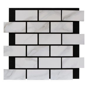 Dekorativni panel MDF sivi marmor/črni filc 69 x 1,6 x 61 cm