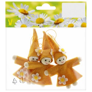 Okrasna lutka iz filca 8,5 cm oranžna/naravna