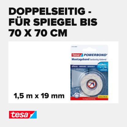 Tesa Powerbond montažni trak Ogledalo 1,5 m x 19 mm
