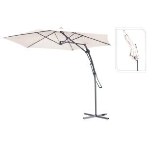 Viseči senčnik Ø 380 cm kremne barve z vzvodnim mehanizmom