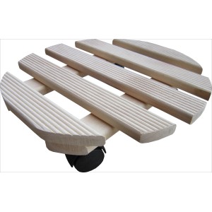 Premičen podstavek za rastline, naraven, narebren, okrogel, Ø 30 cm