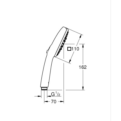 Grohe Ročna prha Vitalio Comfort 110 krom oglata 3 vrste curka Quickfix