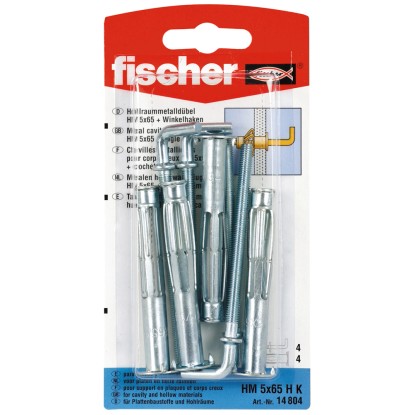 Fischer Kovinski vložek za votle prostore HM 5 x 65 HK s kotnim kavljem (4 kosi)