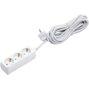Električni razdelilnik s 3 vtičnicami, bel, 5 m