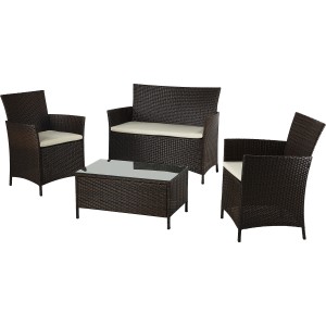 Komplet vrtnega pohištva Canera 4-delni poliratan rjave barve