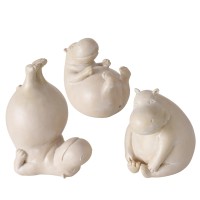Boltze Figura Hippo 3 vrste sortirano 12 cm x 7 cm x 9 cm bež