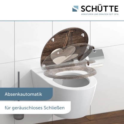 WC-deska Schütte Wood Heart duroplast avtomatsko spuščanje hitro odpenjanje