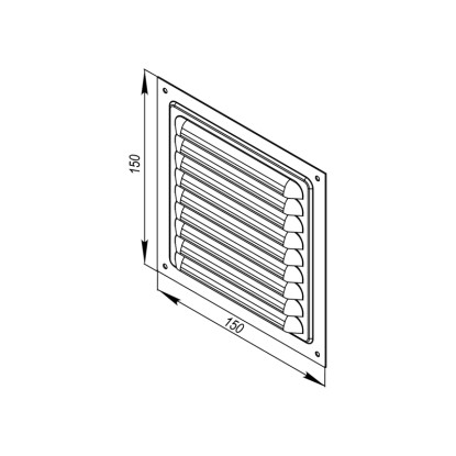 Prekrivna rešetka aluminij 150 mm x 150 mm alu