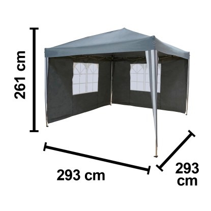 Zložljivi paviljon Pontino Sive barve 295 cm x 295 cm
