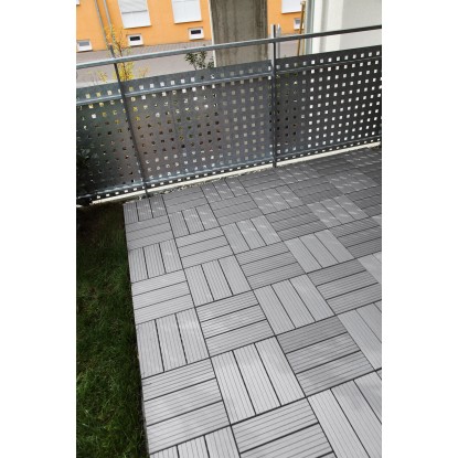 Plošče na klik WPC Siva 4 kosi 30 cm x 30 cm x 2,2 cm