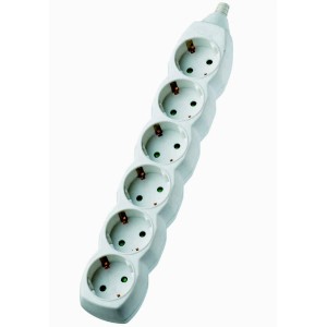 Podaljšek s 6 vtičnicami bel