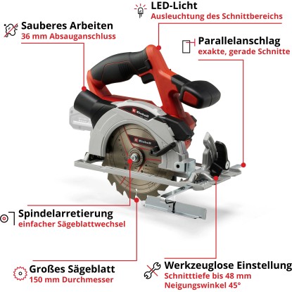 Einhell Power X-Change Akumulatorska ročna krožna žaga TE-CS 18/150 Li Solo