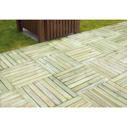 Rebrasta lesena ploščica Zelena tlačno impregnirana 50 cm x 3,2 cm x 50 cm