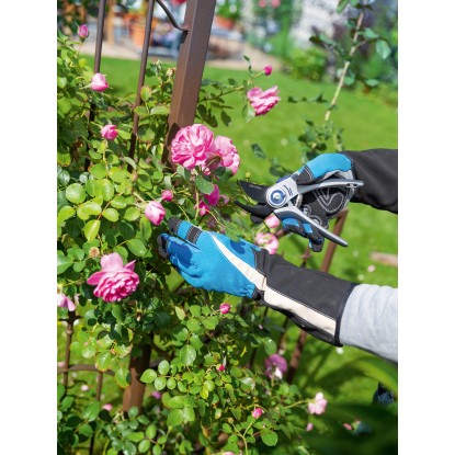 Rokavice za obrezovanje vrtnic s čepki modre velikost 10