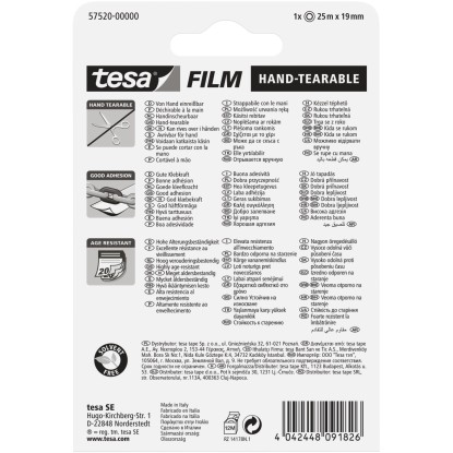 Tesa Lepilni trak za trganje z roko Film 25 m x 19 mm