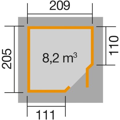 Weka Lesena vrtna hiška Angolo siva Š x G: 209 cm x 205 cm