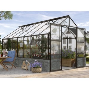 Rastlinjak Cassandra 11500 ESG 3 mm črn s podzidkom Siola antracitne barve